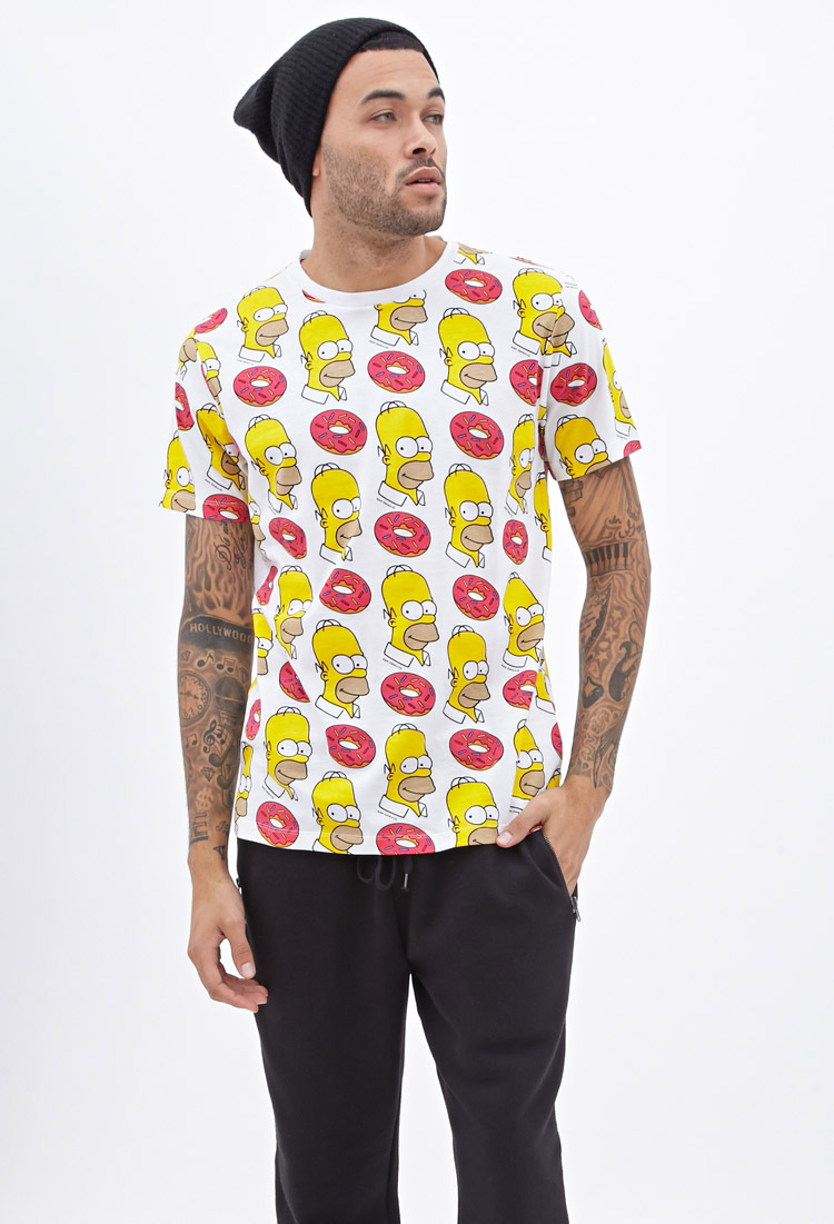 Homer Donuts Printed T Shirt
