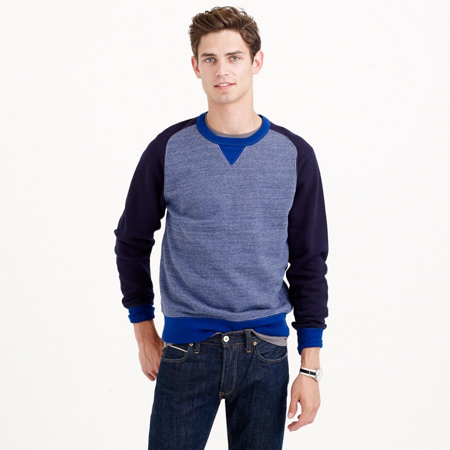 Arthur Gosse wears J.Crew colorblock sweatshirt