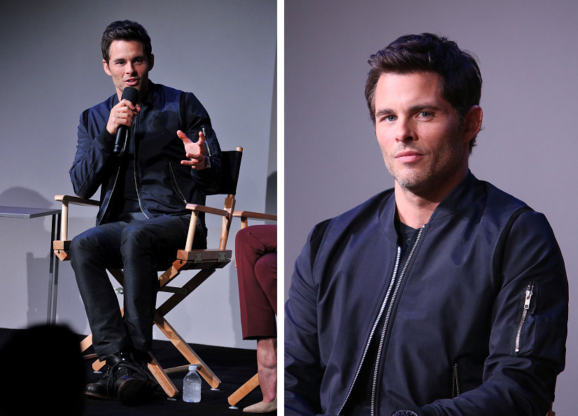 Promoting 'The Best of Me', actor James Marsden attended an event for Apple Store Soho Presents. Casual for the occasion, Marsden paired a navy bomber jacket from The Kooples with a simple t-shirt and pair of jeans.