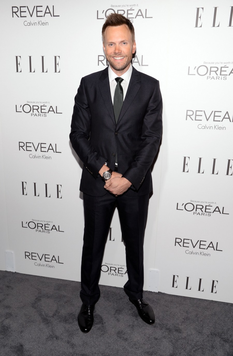 The host of Elle's 21st Annual Women in Hollywood Celebration, comedian and actor Joel McHale wore Calvin Klein Collection for  the October 20th event held at the Four Seasons Hotel in Beverly Hills.