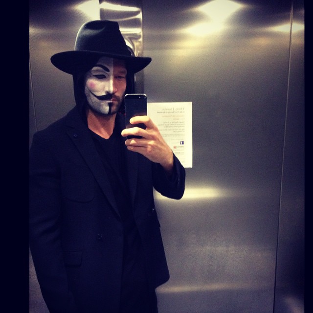 John Halls takes inspiration from 'V for Vendetta'.