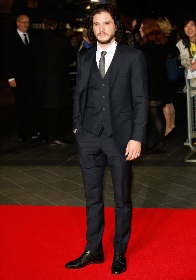 Attending the world premiere of 'Testament of Youth' during the London Film Festival on October 14, 2014, 'Game of Thrones' actor Kit Harington was dapper in a tailored three-piece suit, complete with a narrow printed tie.