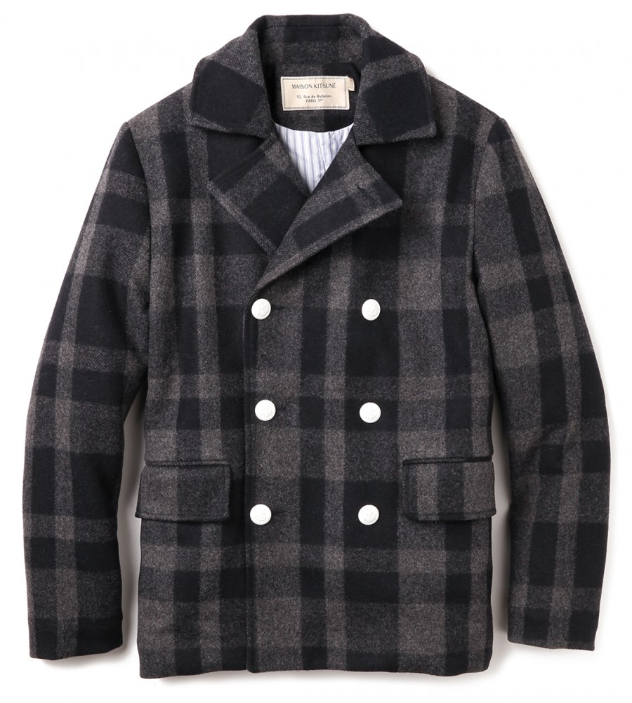 Maison Kitsune Check Peacoat