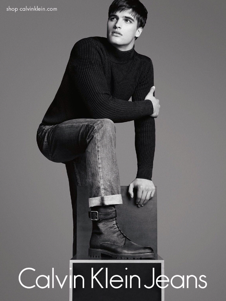 Matthew Terry Sports Black Sweater & Denim for Calvin Klein Jeans Fall 2014 Ad Photo