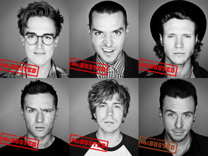 McBusted members  McFly (Tom Fletcher, Danny Jones, Dougie Poynter and Harry Judd) and Busted (James Bourne and Matt Willis)