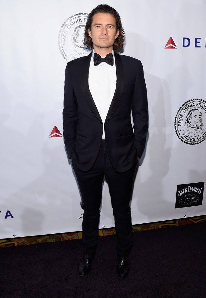 No stranger to Lanvin, actor Orlando Bloom chose a tuxedo from the French fashion house to attend the Friars Foundation Gala on October 7, 2014 in New York City. The event held at The Waldor Astoria honored Robert De Niro and Carlos Slim.