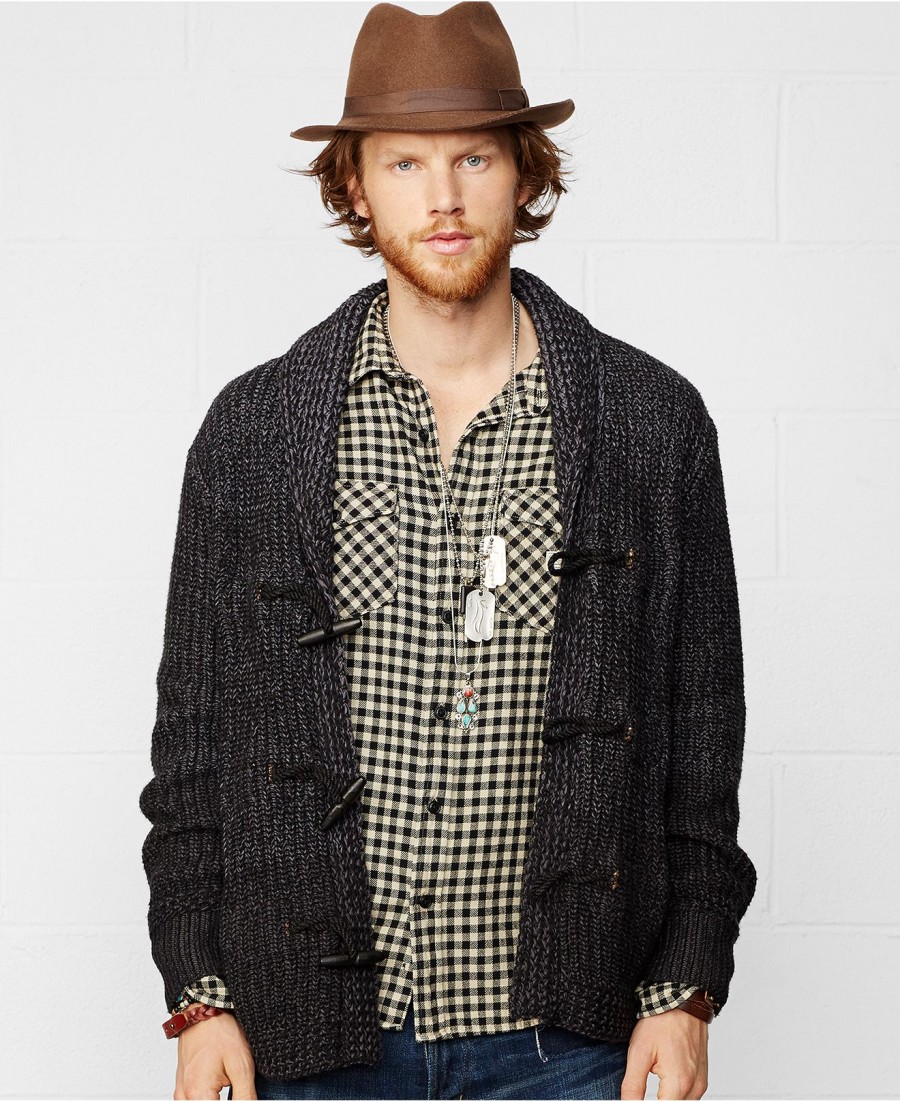 Hampus wears Ralph Lauren Denim Supply Shawl Toggle Cardigan