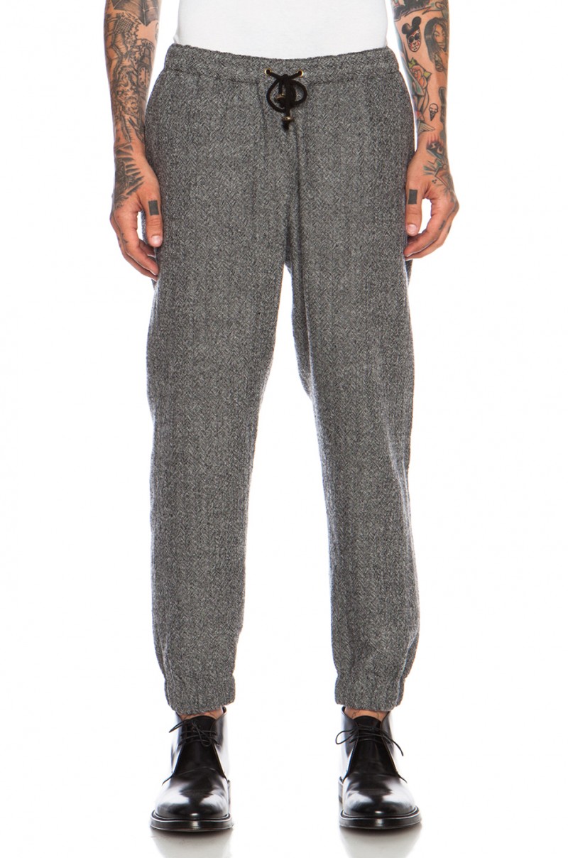 Robert Geller Wool Herringbone Pants