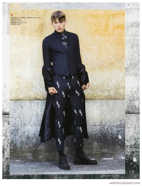 Sebastian Sauve Delivers Quirky Stamp on Gentleman Fashions for Harper’s Bazaar China