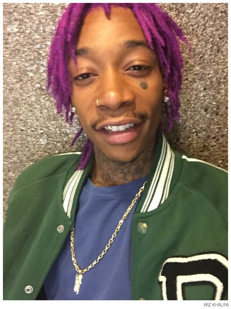 Ta-dah! Wiz Khalifa shows off his new look - purple hair!