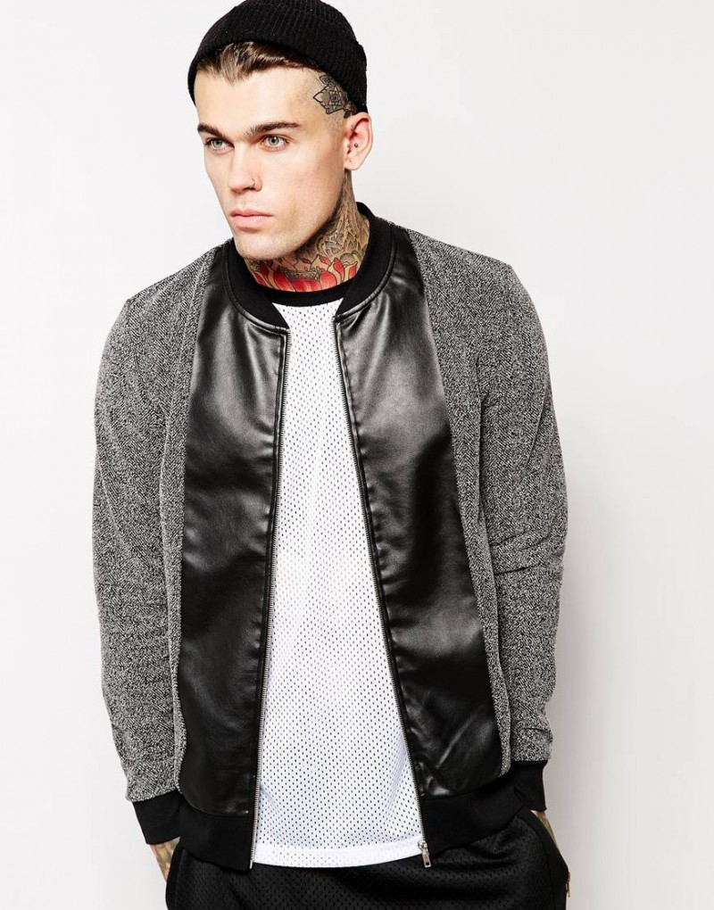 ASOS Herringbone Bomber Jacket