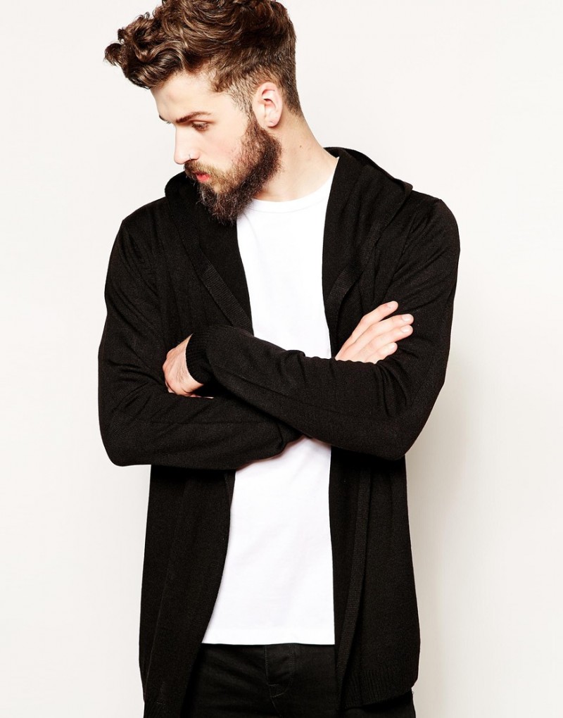 ASOS Knitted Hooded Cardigan Sweater