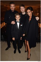 Burberry Holiday 2014 Launch Christopher Bailey Romeo Beckham David Beckham and Victoria Beckham at the launch of the Burberry festive campaign at the Burberry Flagship 121 Regent Street