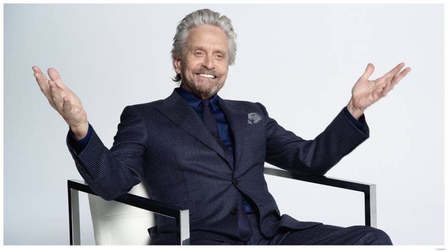 Michael Douglas Makes Stylish Entrances in Canali for 200 Steps