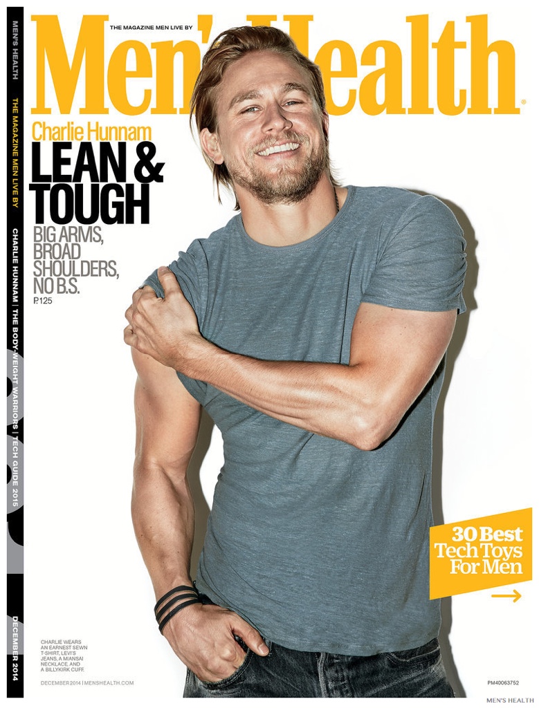 Charlie Hunnam is all smiles for his Men's Health December 2014 cover.
