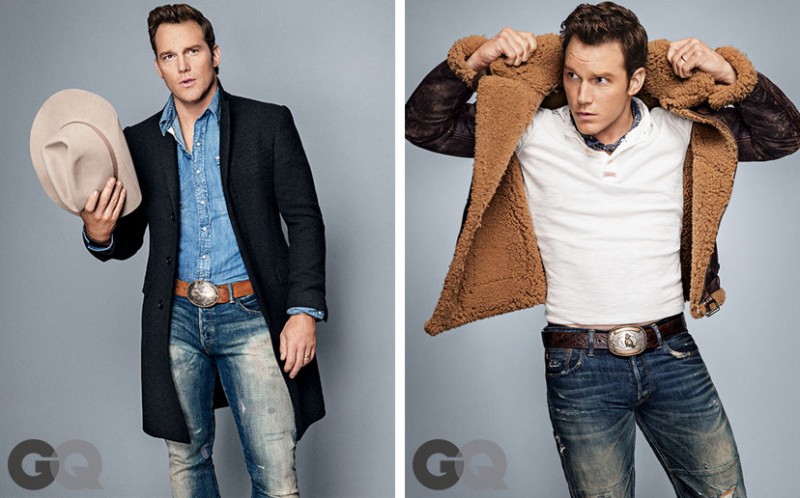 Inside the magazine, for the photo shoot, Chris is relaxed in western-inspired men's styles.