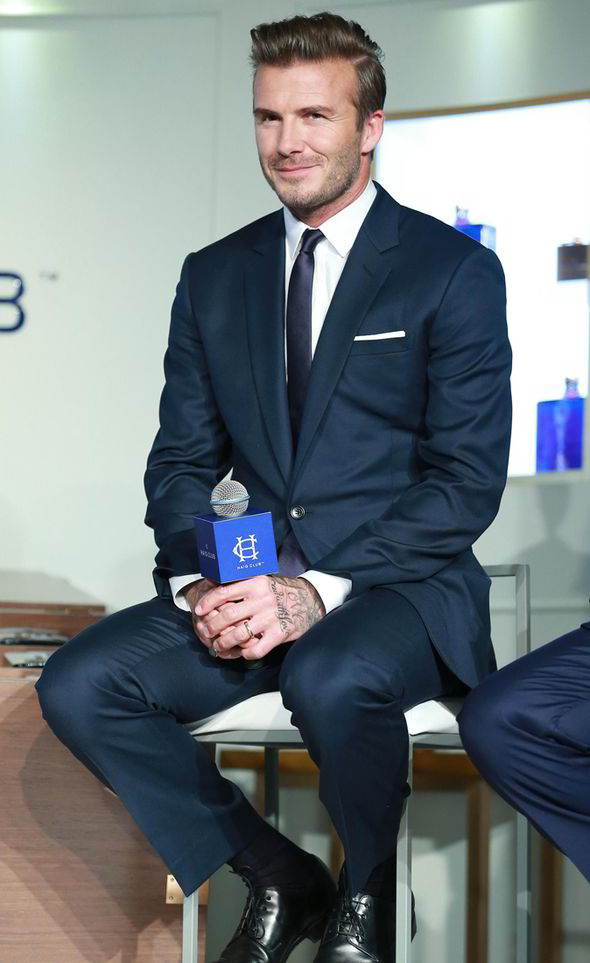 David Beckham cleaned up with the help of Dior Homme to attend the global launch of Haig Club Whiskey on November 6th in Shanghai, China. Wearing the brand's signature navy, Beckham impressed in a two-button tailored suit.