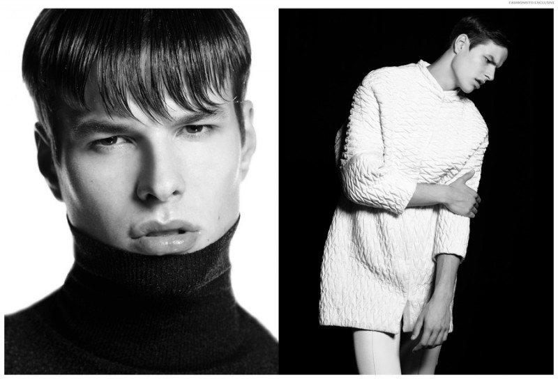 Left: Filip wears turtleneck Zara. Right: Filip wears coat H&M and trousers Sandor Lakatos.