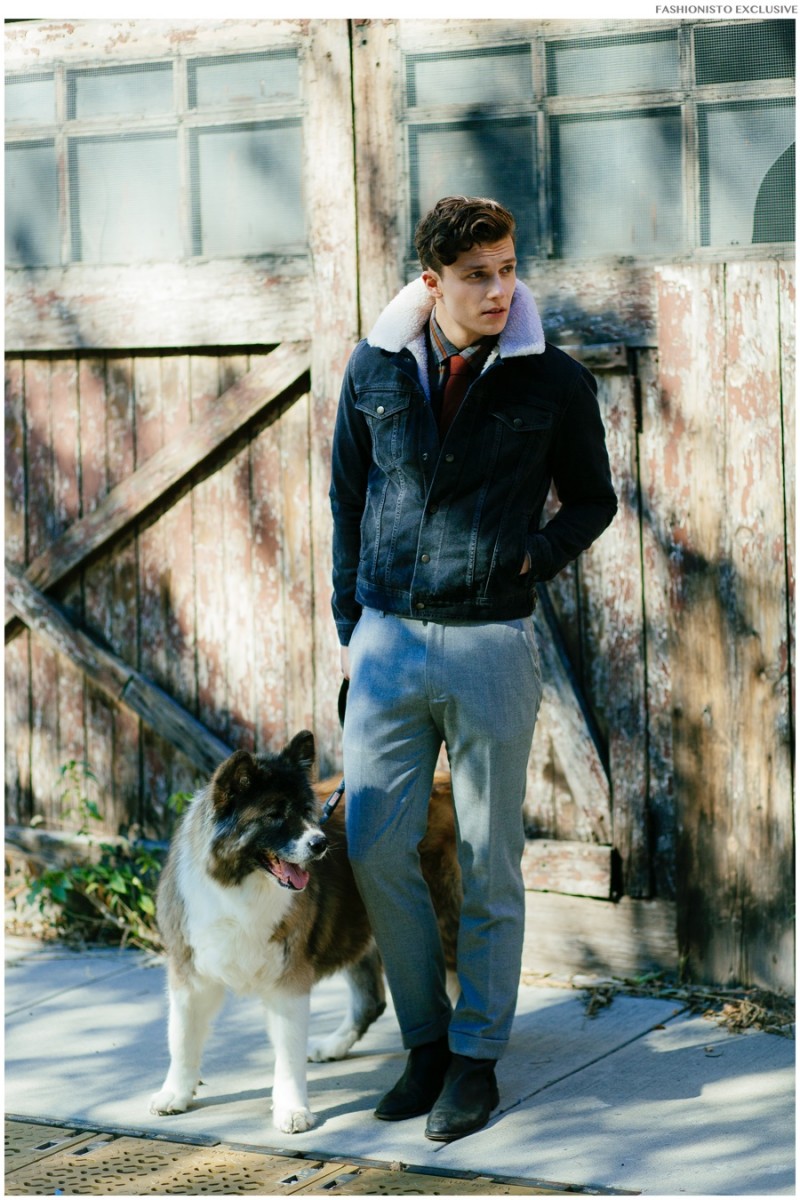 Samuel wears jacket Topman, shirt Tommy Hilfiger, tie Brooklyn Tailors, pants Levi's and shoes Billy Reid.