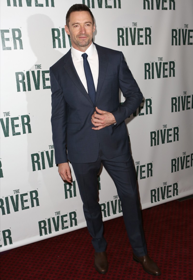 Attending the Broadway opening night of 'The River' on November 16th, Australian actor Hugh Jackman cleaned up in a classic suit from Burberry Tailoring. Keeping his lines slim, Jackman completed his trim suit with a skinny tie and crisp white shirt.