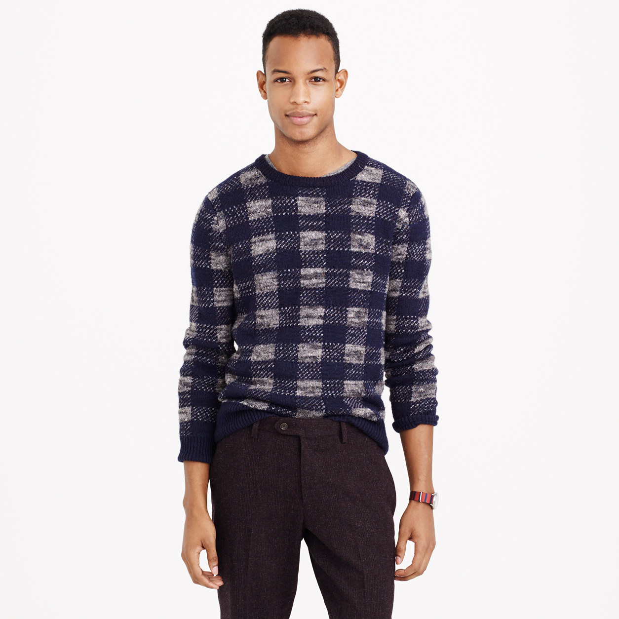 Italian Lambswool Buffalo Check Sweater