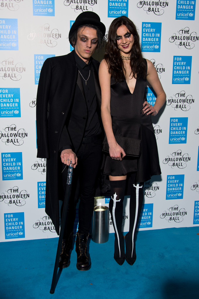 Attending the UNICEF Halloween Ball at One Mayfair on October 30th in London, actor Jamie Campbell Bower was joined by Matilda Loather, who were both a ghoulish sight in head to toe black.