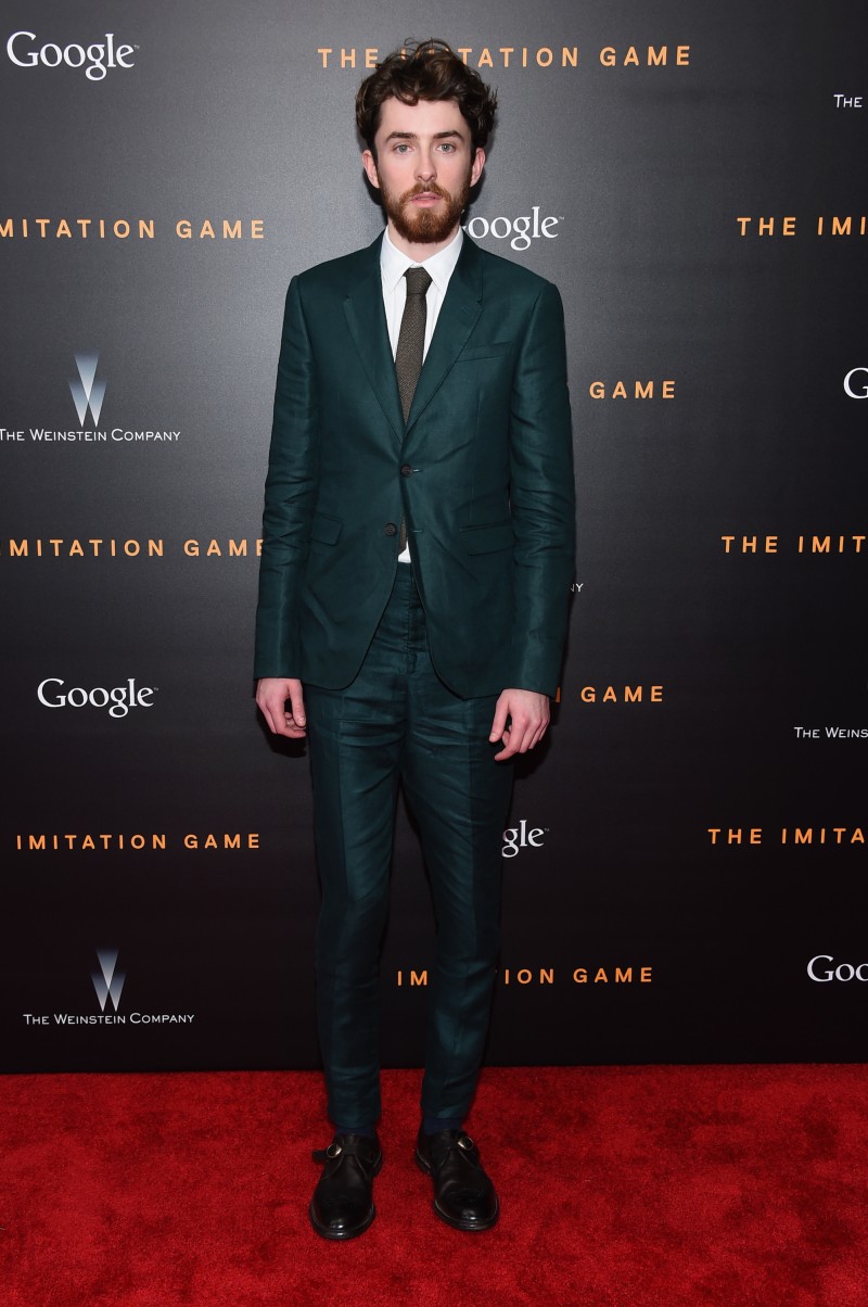 Dressed to impress, British actor Matthew Beard hit the red carpet on November 17th for the New York City premiere of 'The Imitation Game'. Keeping it classic, but modern in sharp, slim lines, Beard wore a suit from Burberry Tailoring.