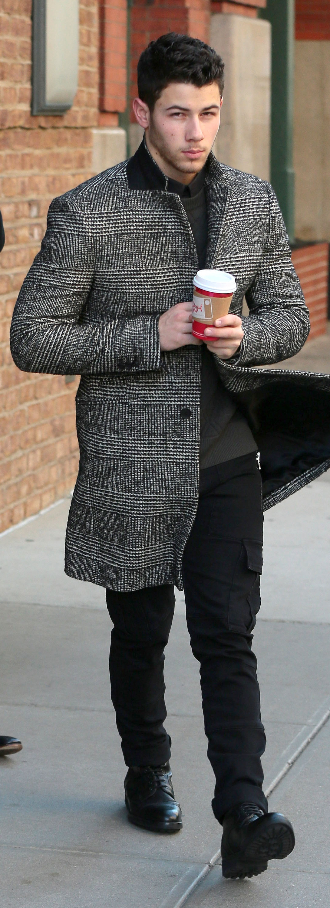 Nick Jonas AMI Tweed Coat