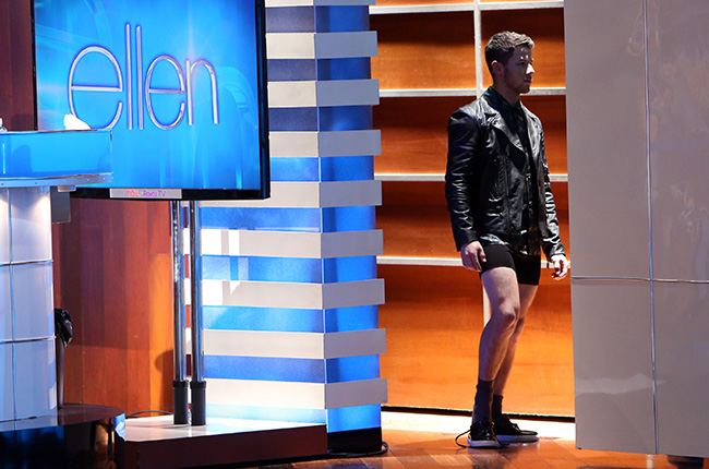 Nick Jonas Makes Ellen Visit in Underwear