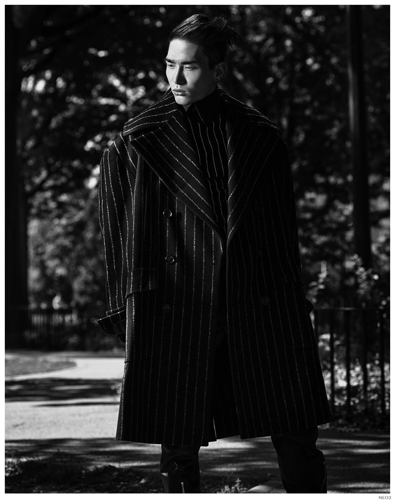 Noma Han Stars in Black & White Striped Editorial for Neo2