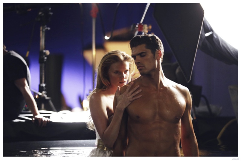 Brian Shimansky Joins Lara Stone Behind the Scenes for Versace Eros Pour Femme Fragrance Campaign