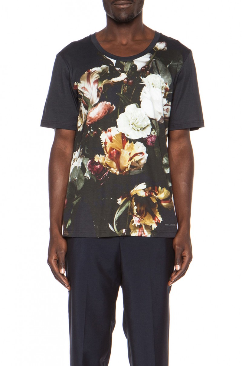 Alexander McQueen Floral Print Cotton Tee