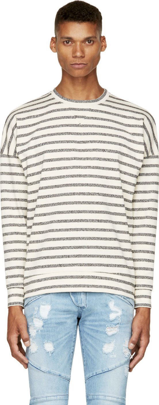 April77 cream and black marled striped sweater