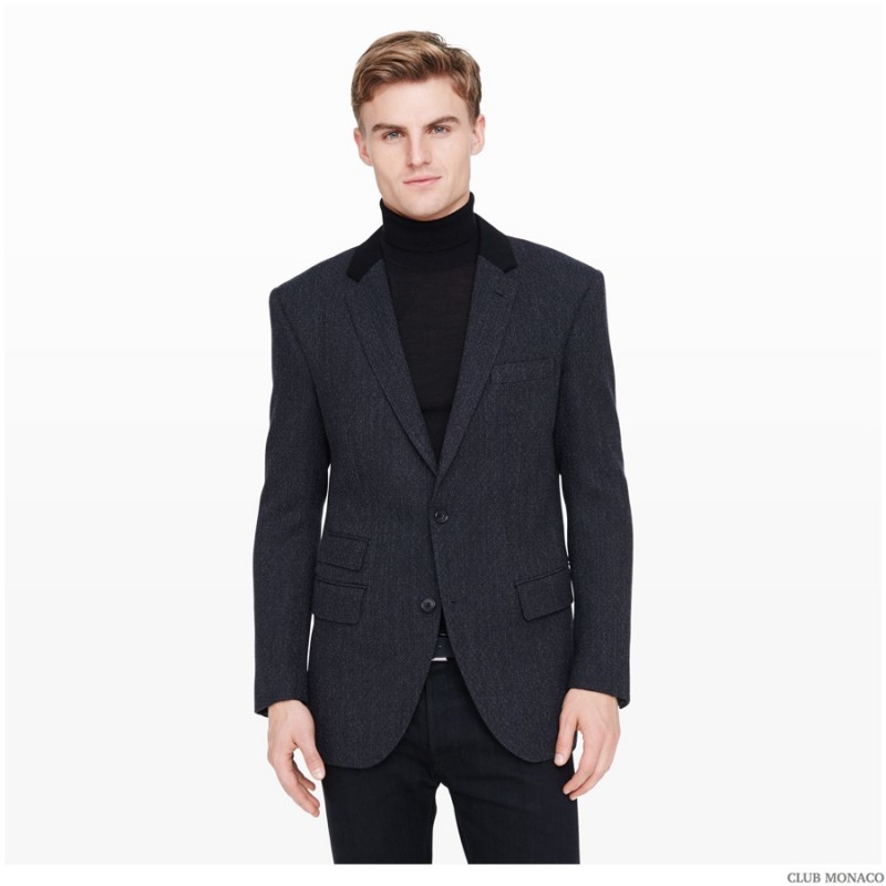 Perfectly Layered: Try on a blazer, but like Reid Prebenda, layer it with a turtleneck for a dramatic effect.