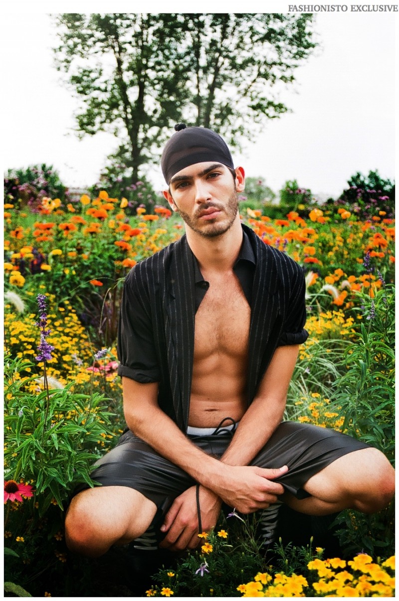 Daniel wears shirt American Apparel, vest Kevin Meunier, shorts UY, boots Dr Martens and durag stylist's own.