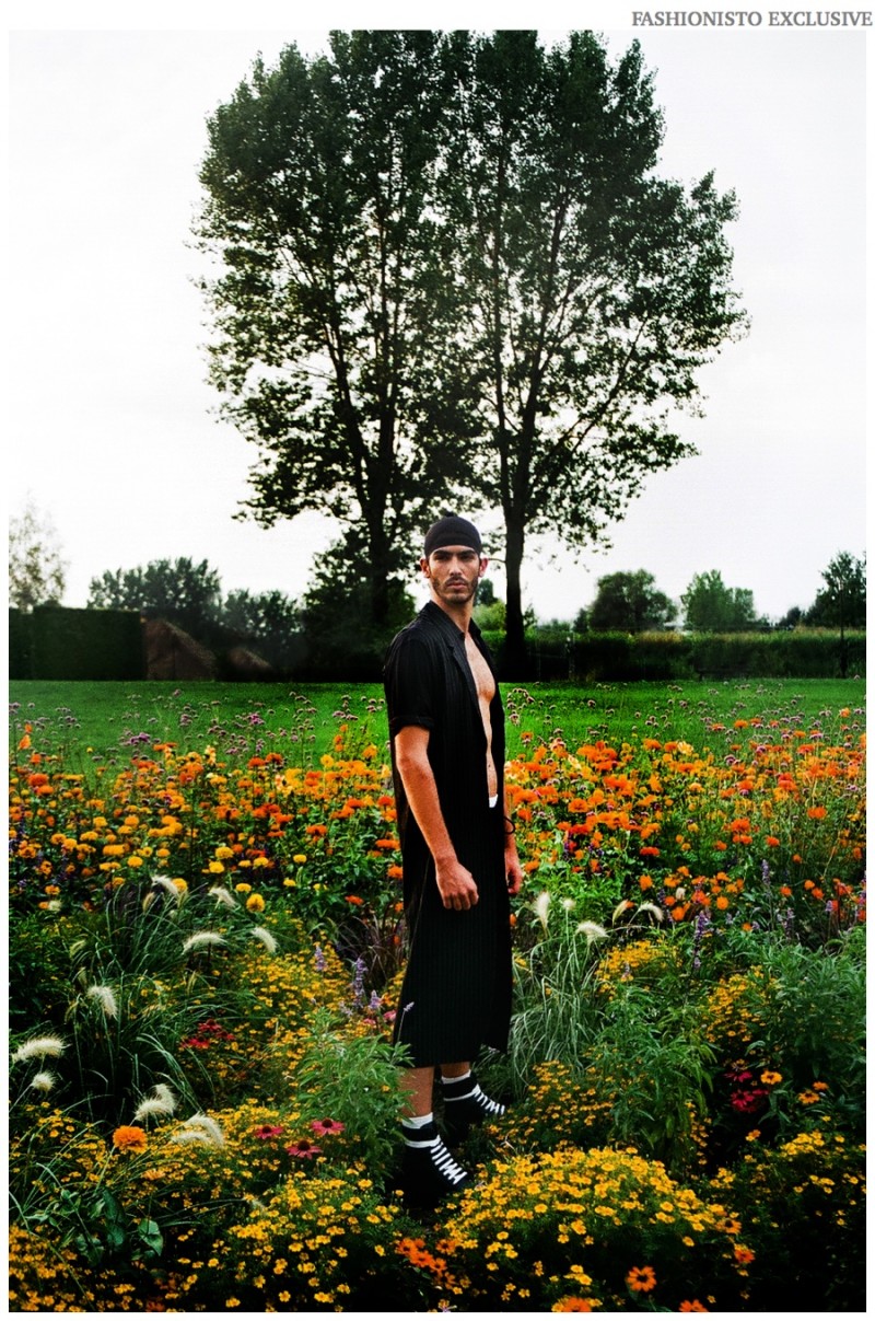 Daniel wears shirt American Apparel, vest Kevin Meunier, shorts UY, boots Dr Martens and durag stylist's own.
