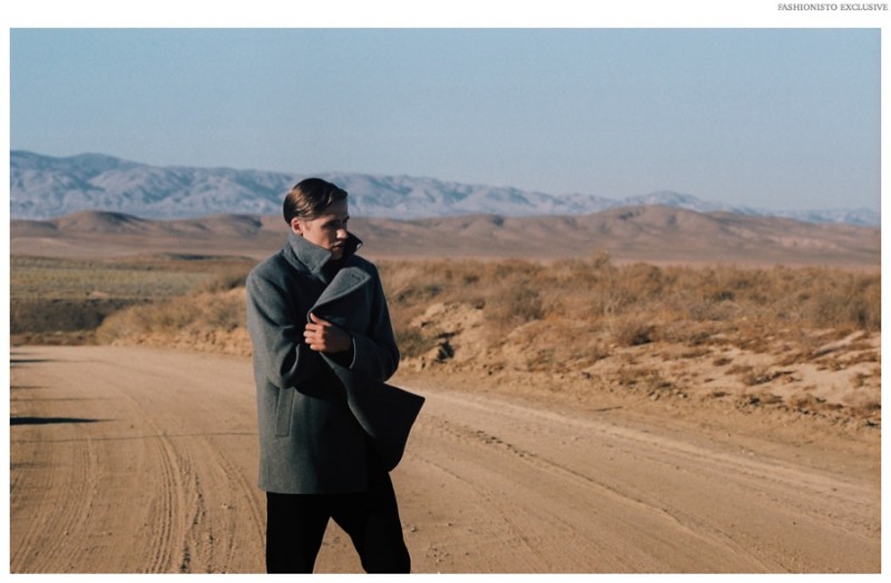 Michael wears shirt John Varvatos, pants Rag & Bone, coat and sweater Reiss.