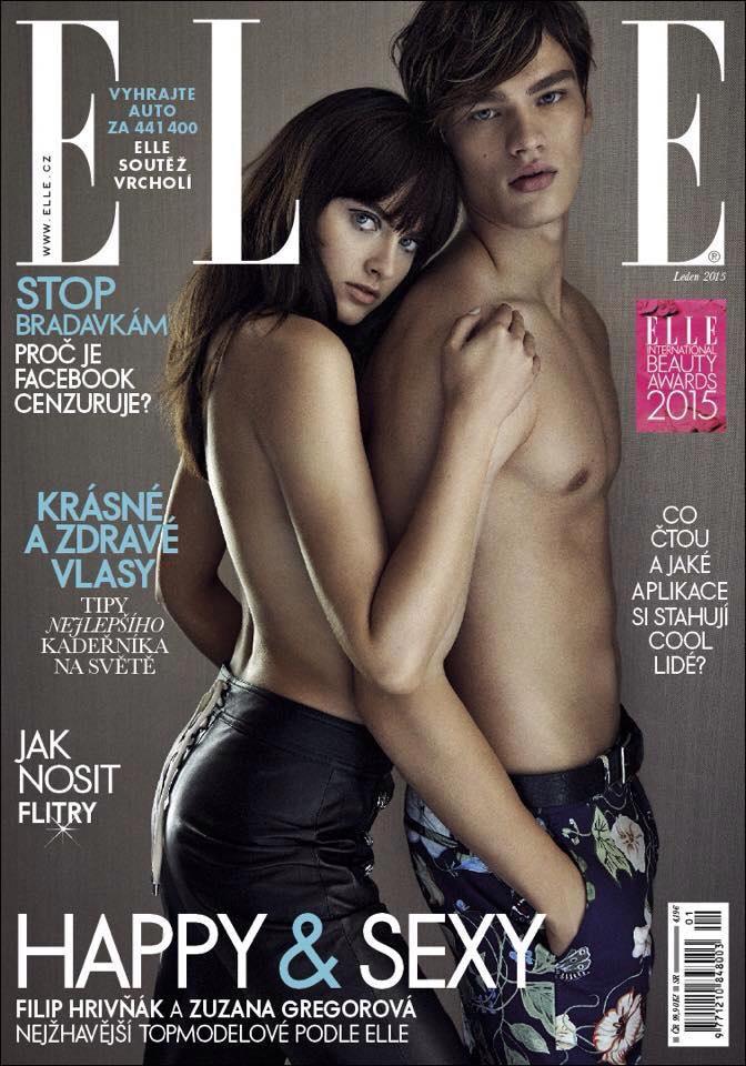 Filip Hrivnak Covers Elle Czech January 2015 Issue Shirtless in Gucci