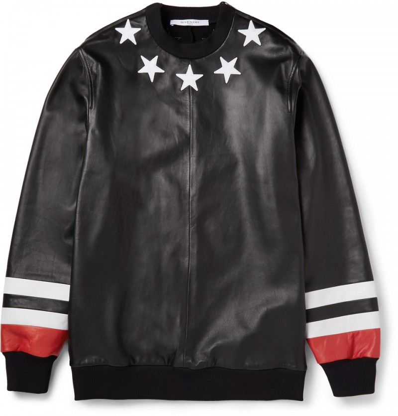 Givenchy Black Star Leather Sweatshirt