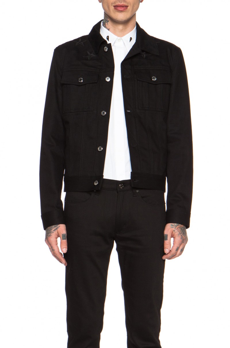 Givenchy Embroidered Star Neck Denim Jacket