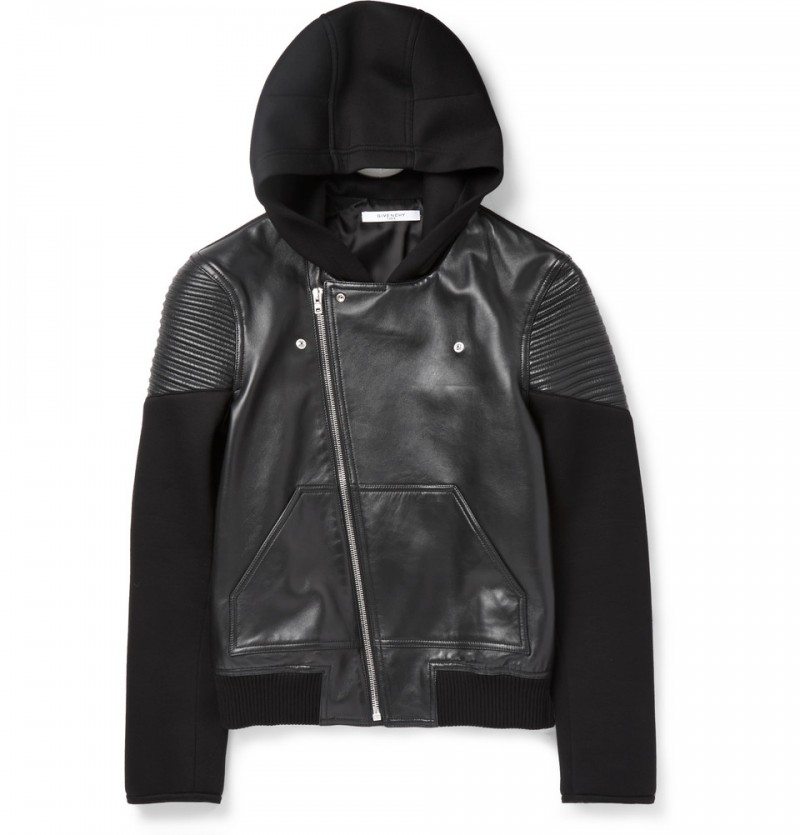 Givenchy leather and neoprene hooded jacket