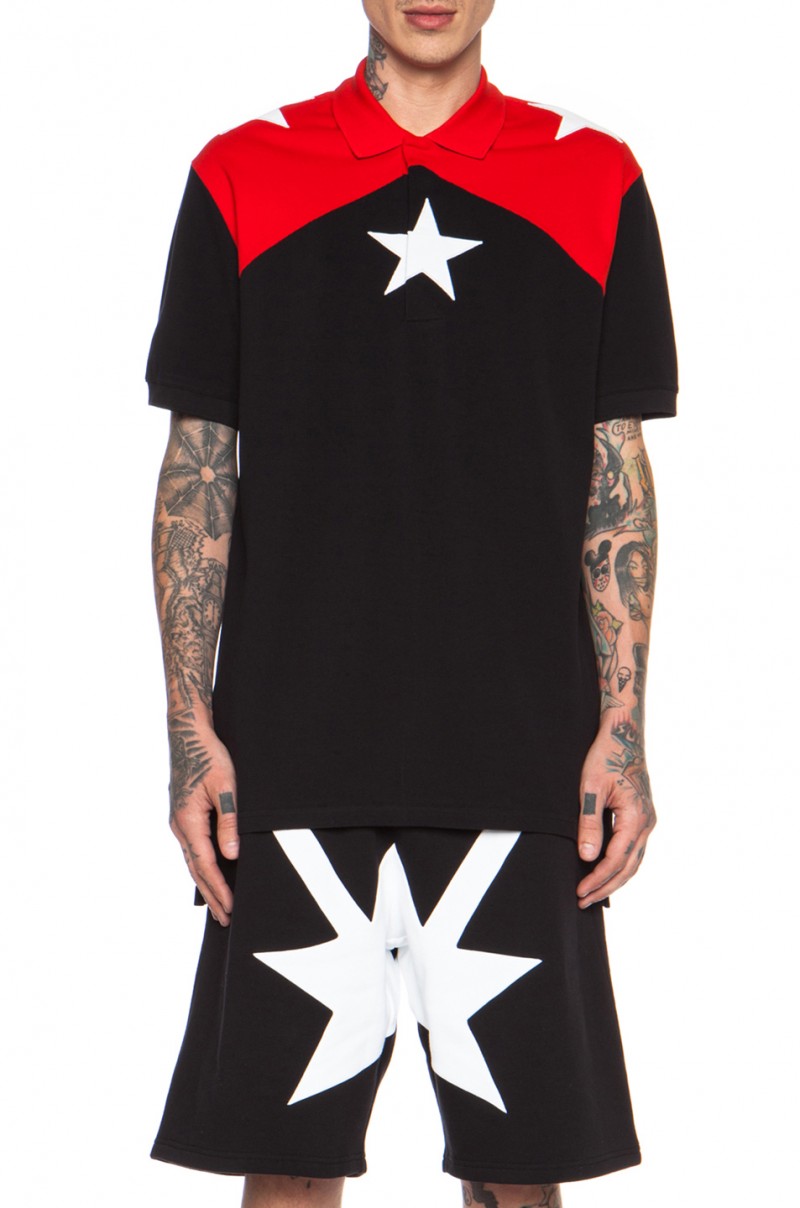 Givenchy Star Print Cuban Cotton Polo Shirt