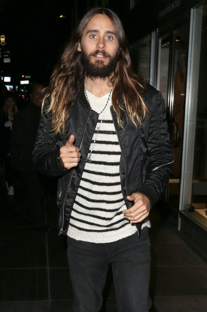 Actor Jared Leto leaving the opening of Rimowa in late October.