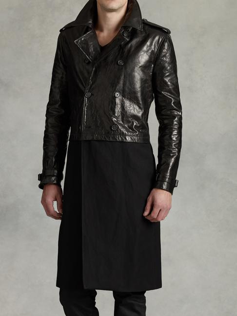 John Varvatos Contrast Fabric Trench Coat