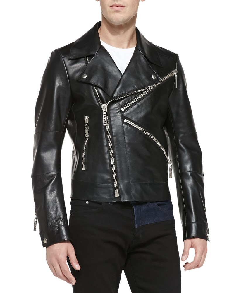 Kenzo K-Zip Leather Biker Jacket