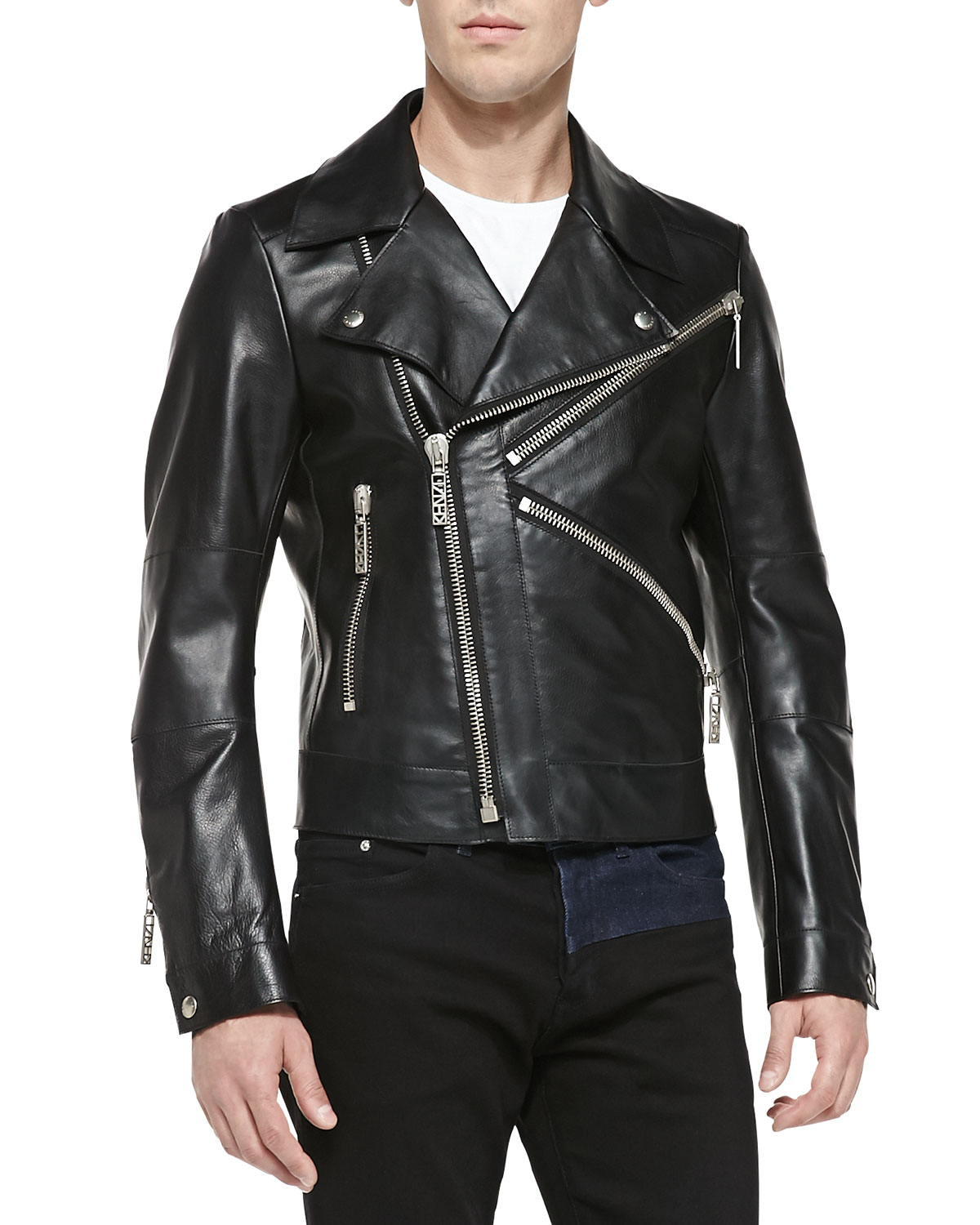 Kenzo K Zip Leather Biker Jacket