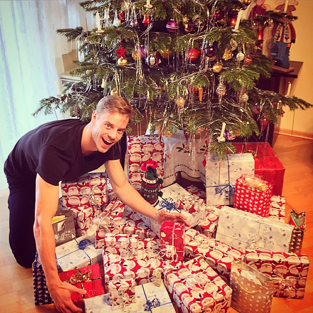 Martin Pichler is all smiles under the Christmas tree