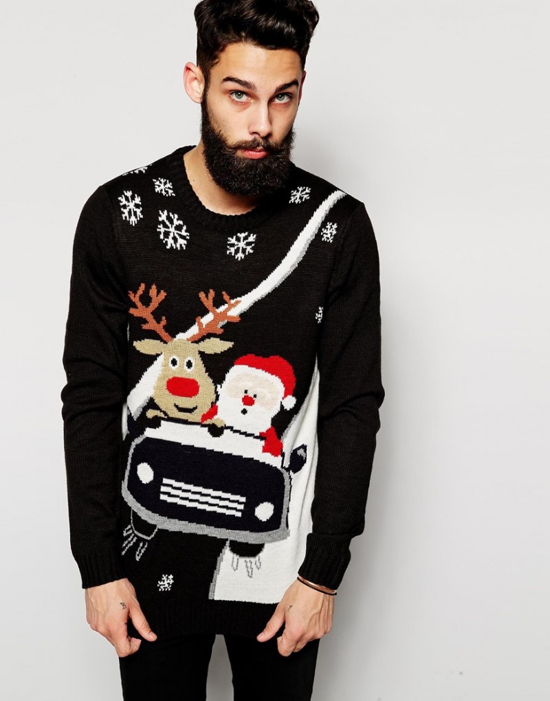 New Look Christmas Santa and Reindeer Sweater