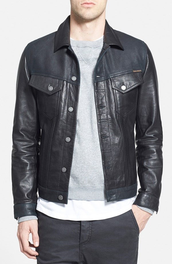 Nudie Jeans Perry black leather jacket