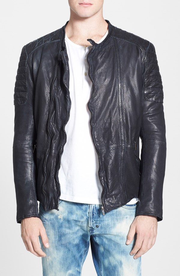 Scotch & Soda perforated leather biker jacket